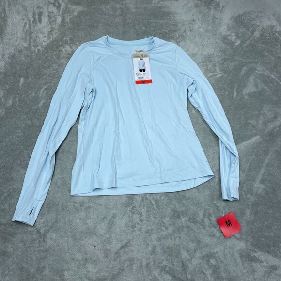 Mondetta Womens Active Long Sleeve Top M Light Blue Recycled Nylon NWT 6580 - Picture 1 of 8